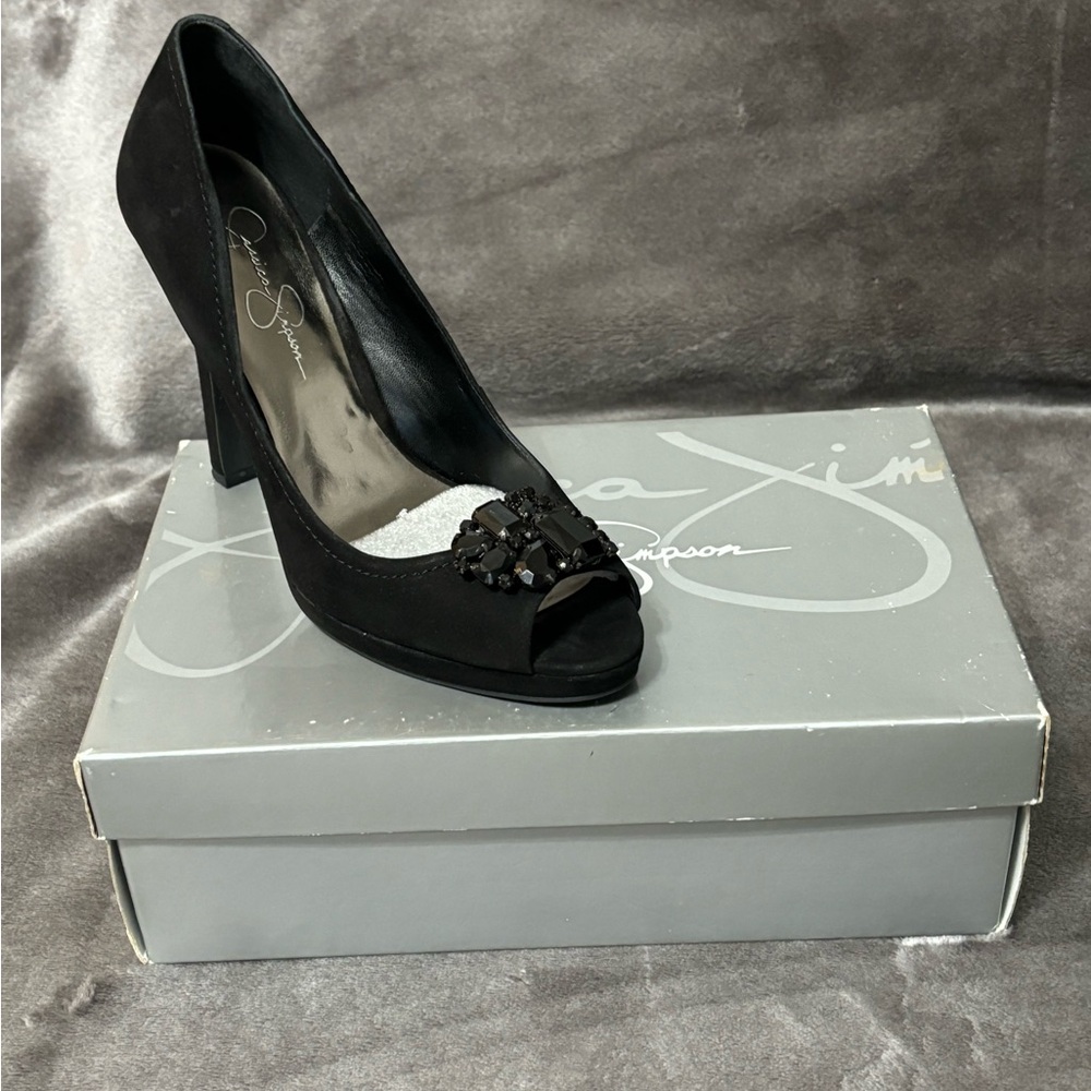 Jessica Simpson Black Embellished Heels